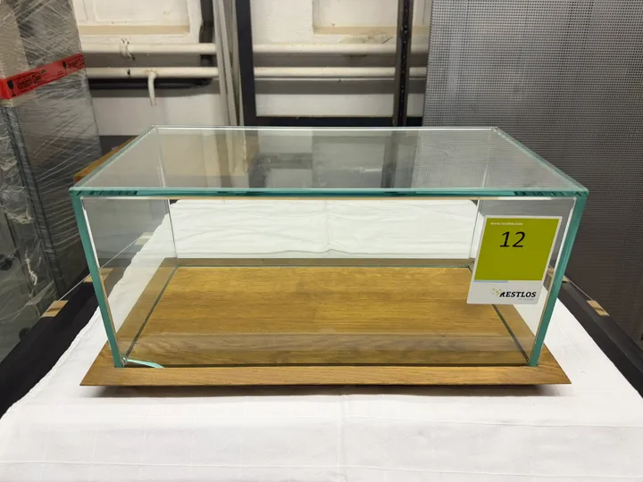 Haubenvitrine aus Glas mit Sockel Eiche massiv DEFEKT